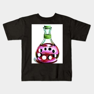 Pink and green Wiccan bottle - moon phases Kids T-Shirt